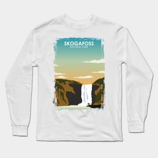 Skogafoss Iceland National Park Travel Poster Long Sleeve T-Shirt